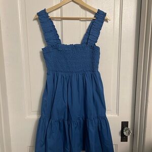 Abercrombie & Fitch Blue Tiered Smocked Poplin Mini Dress Size Large